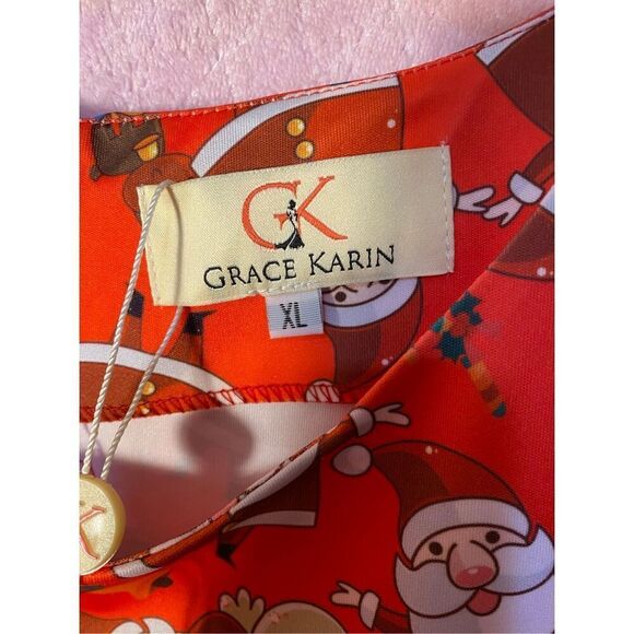 NWT Grace Karin women’s Christmas holiday Santa print dress size XL - Picture 5 of 5